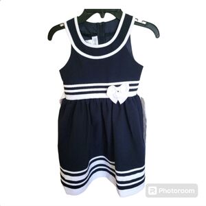Bonnie Jean Exclusive Blue White Striped Sleevesless Bow Dress Size 6X Girls